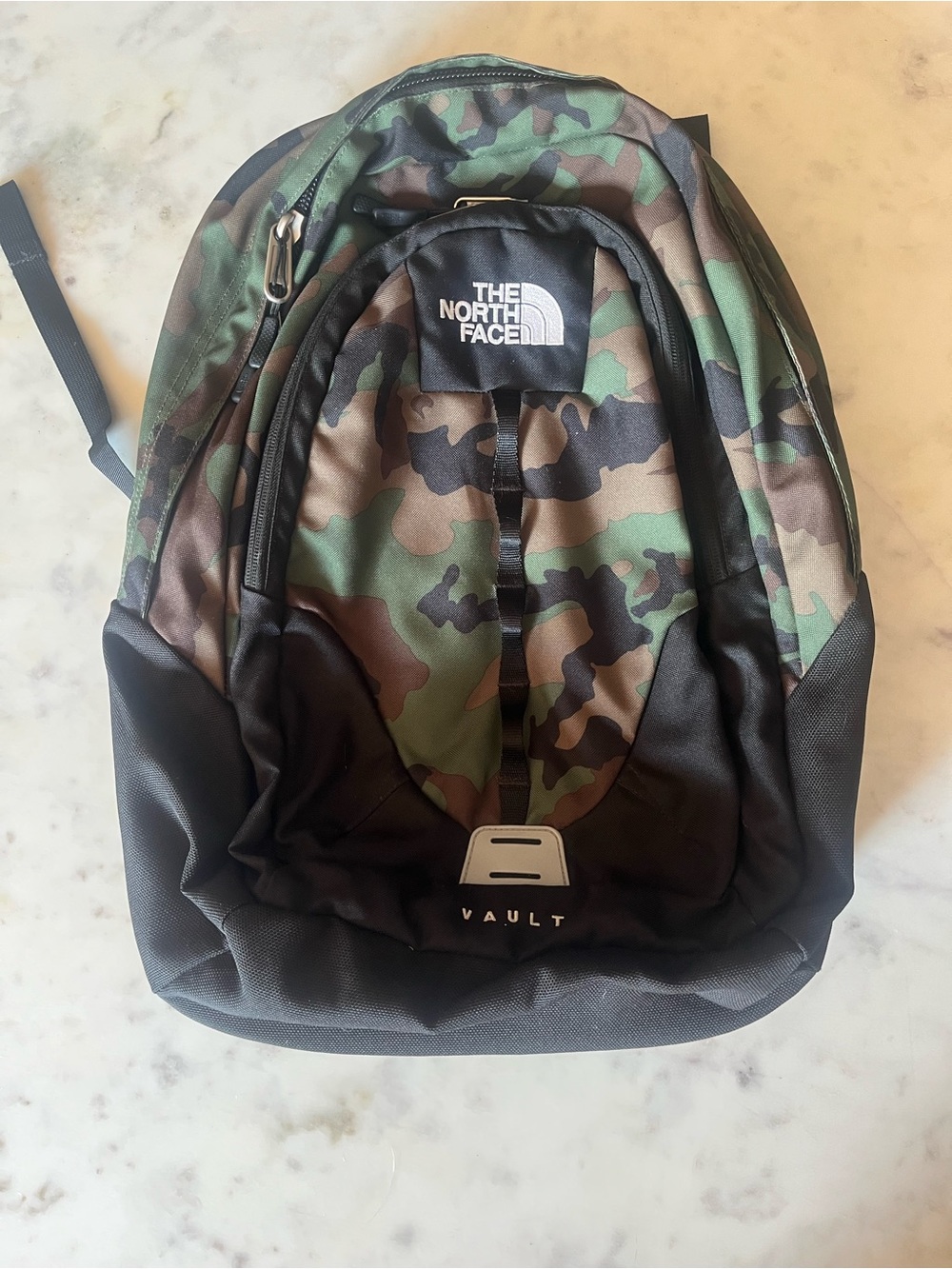 The North Face Vault Backpack - Green Camo with Black Accents